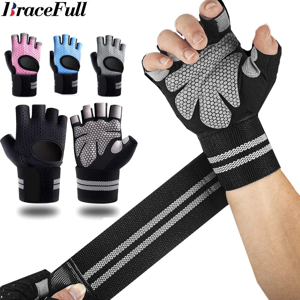 Wrist Wrap Support - Luvas de ginástica meio dedo com