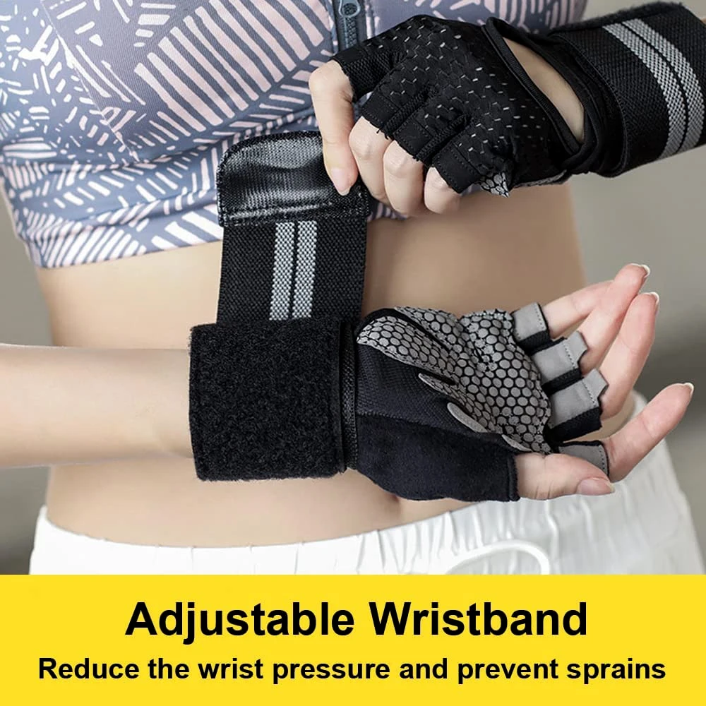Luvas de ginástica meio dedo c - Wrist Wrap Support avaliação e preço
